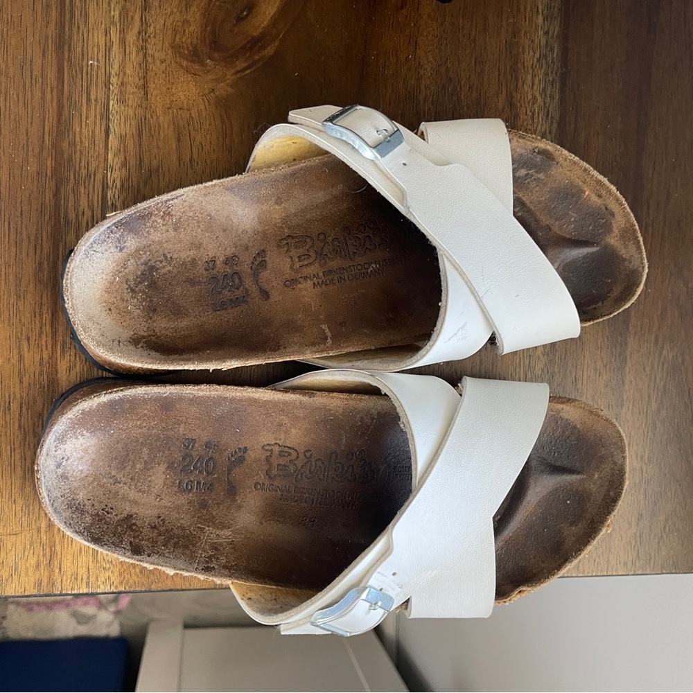 Birki's Birkenstock White Santosa Cross Sandals Slides Women's US 6 EU 37 - Picture 6 of 8